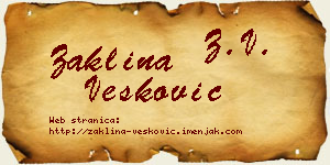 Žaklina Vesković vizit kartica